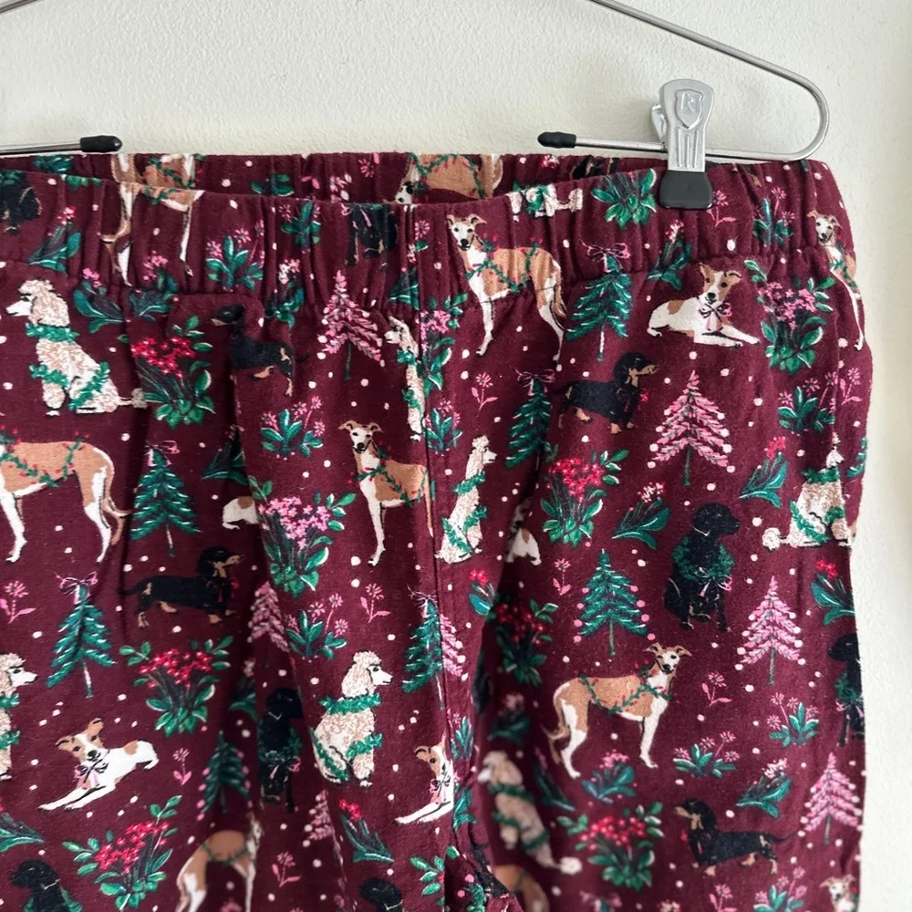 Lands End Bundle Flannel Pajamas Women’s Tall Small Rich Burgundy Holiday Hounds - Picture 13 of 15